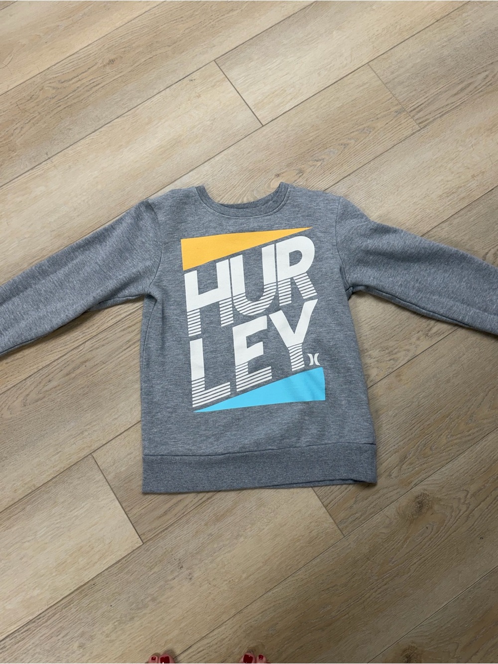 Hurley Grey Crewneck Sweatshirt with Yellow & Blue Graphic